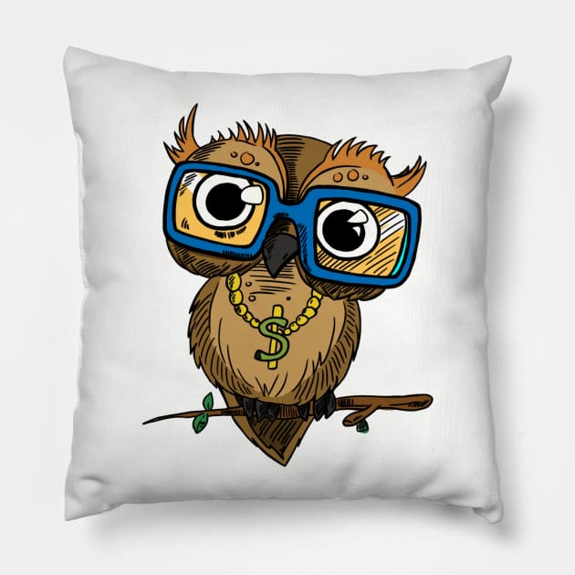 Hipster Owl Pillow by JuicyCreations