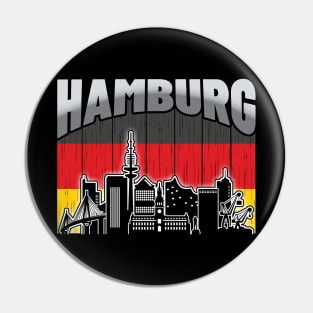 Hamburg Germany Skyline Vintage German Flag Pin