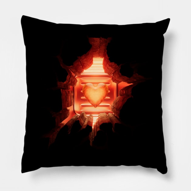 Burning Heart  Anamorphic Illusion  ( Large Print ) Pillow by CkKong
