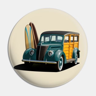 1937 Ford Woody Station Wagon in teal Pin