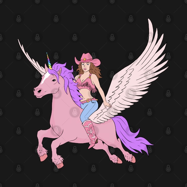 Cowgirl Riding a Pink Unicorn by Alure Prints