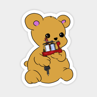 Kawaii Teddy Bear with a bulldog Tattoo machine Magnet