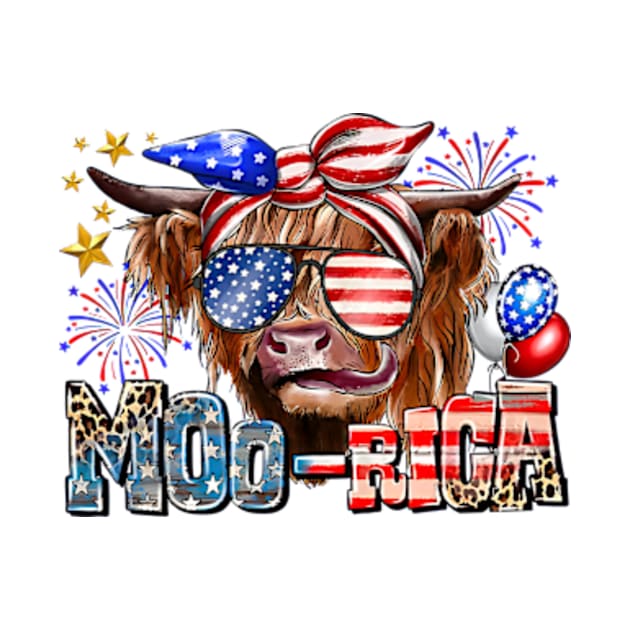 American Cow, Western 4th Of July Cow, American Flag, Sunflower Cow by MichaelStores