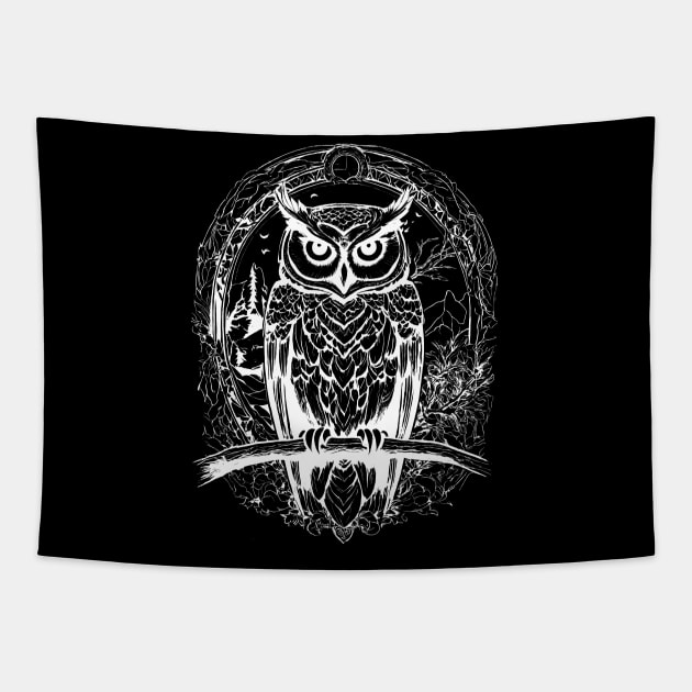 impressive owl Tapestry by Rain Of Colors