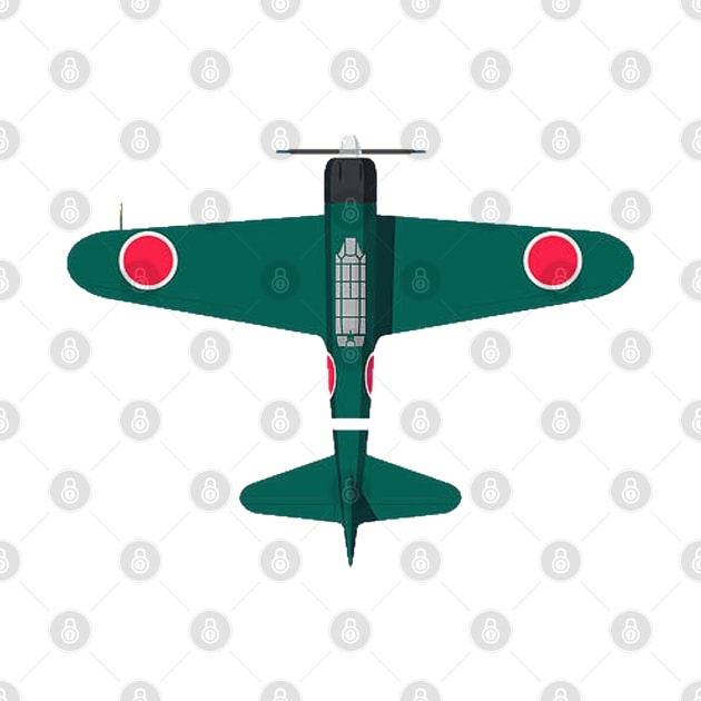 Green A6M Zero 2D plane by Cloutshop