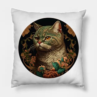Amazing Cute Adorable Cat and Floral Design Collection for Cat Lovers Pillow