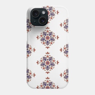 Acanthus heraldic seamless ornament in red and blue Phone Case