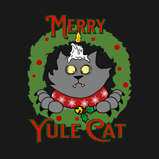 Merry Yule Cat Wreath T-Shirt