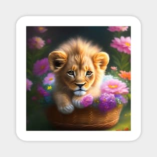 Cute Cub in a Basket Magnet