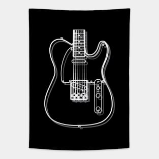 T-Style Electric Guitar Body Outline Dark Theme Tapestry