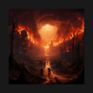 Landscape Of Big Fire In Fantasy World T-Shirt