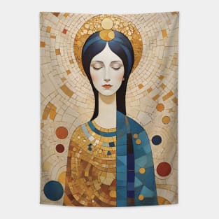 Gustav Klimt's Elegance Embodied: Inspired Woman in Golden Aura Tapestry