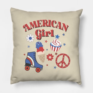 Vintage American Girl 4th Of July Pillow