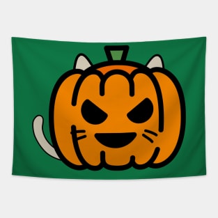 Smiling Pumpkin Cat Tapestry