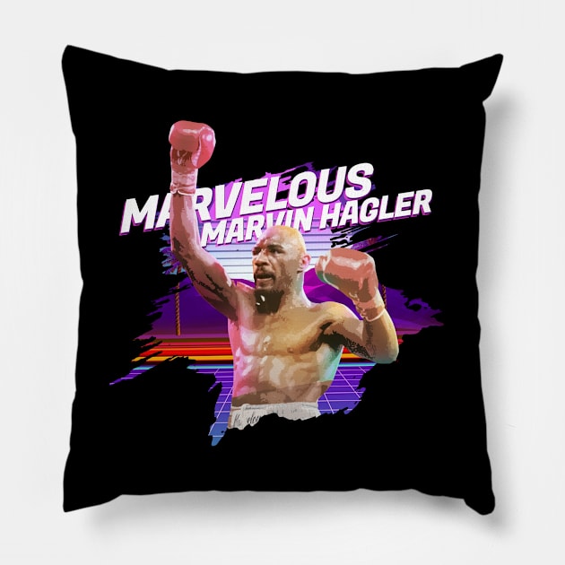 marvin hagler retrowave Pillow by aldistar