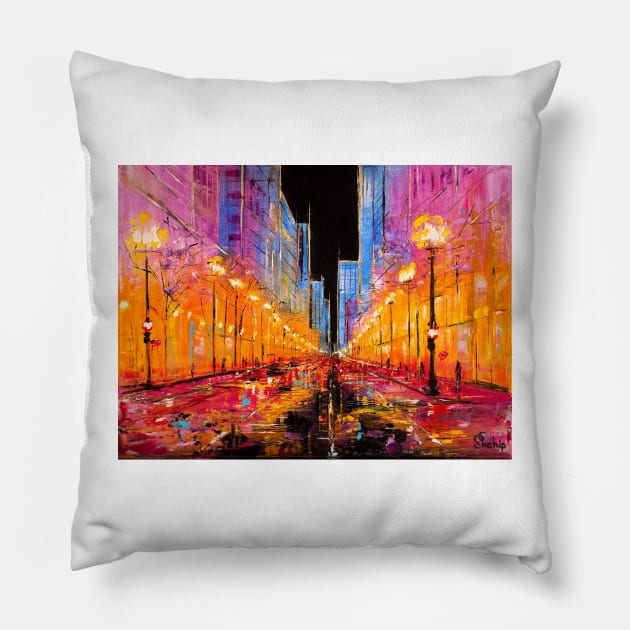 Chicago. Streetlights Pillow by NataliaShchip