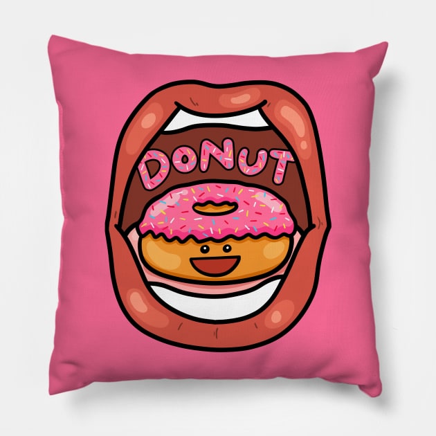 Fast Food Lover, Donut in your mouth Pillow by bubboboon