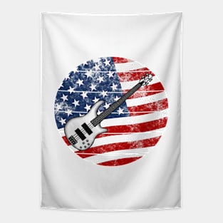 Bass Guitar USA Flag Bassist Musician 4th July Tapestry