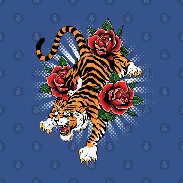 Vintage Tiger Tattoo Flash - Tiger - T-Shirt