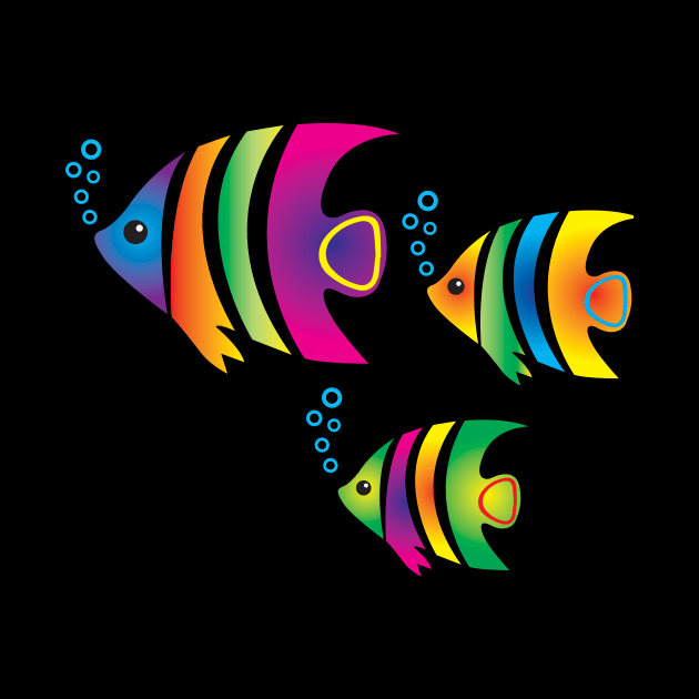 Funny fish. Flock of colorful fish by Artlab