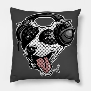 Bi Dot Pit Bull with Music Headphones Pillow