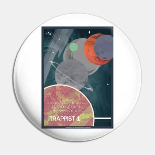 Trappist 1 Colony Vintage Space Poster Pin