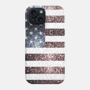 Rustic Red White Blue Faux Sparkles USA flag Phone Case