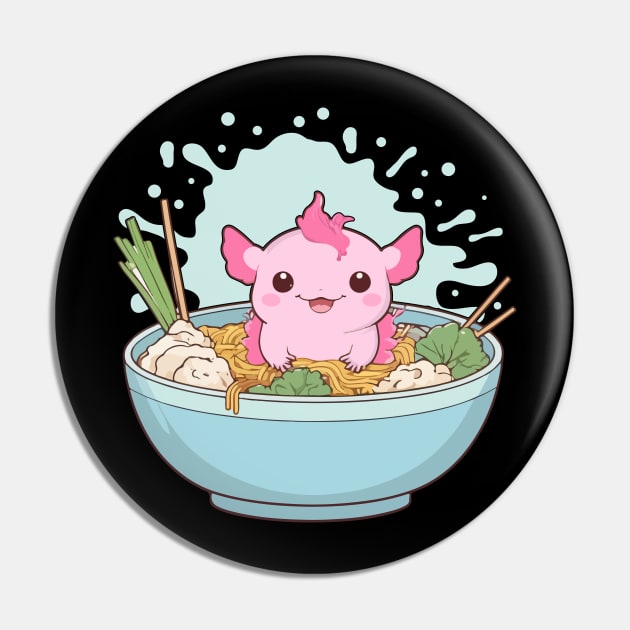 cute Axolotl Eating Ramen Noodles adorable Pin by greatnessprint