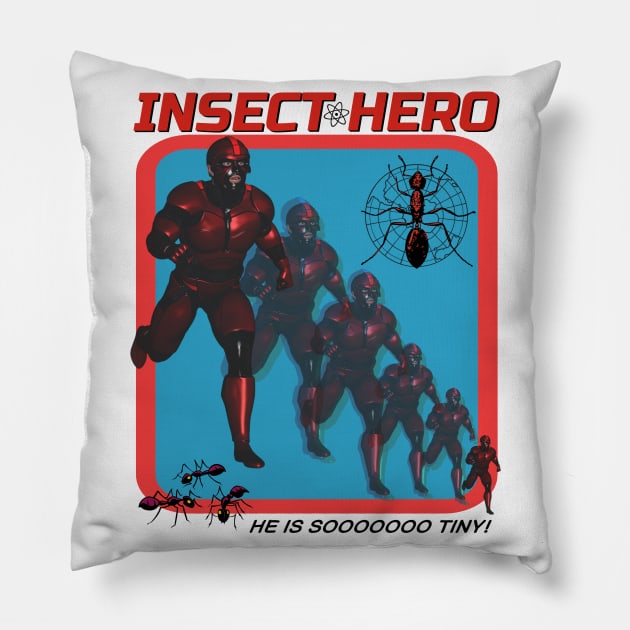 INSECT HERO Parody Retro Off Brand Boot Super Hero Funny Knock Off Pillow by blueversion