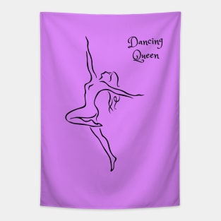 Dancing queen line art. Dancing girl minimalist design. Tapestry