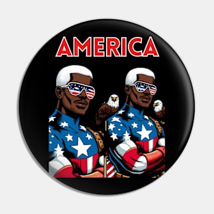 America Black Male Comic Book Superhero Patriotic July 4 USA Pin