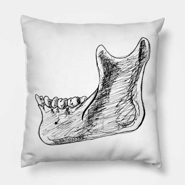 Pen and Ink Mandible Sketch Pillow by emadamsinc