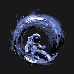 Astronaut Surfing In Galaxy T-Shirt