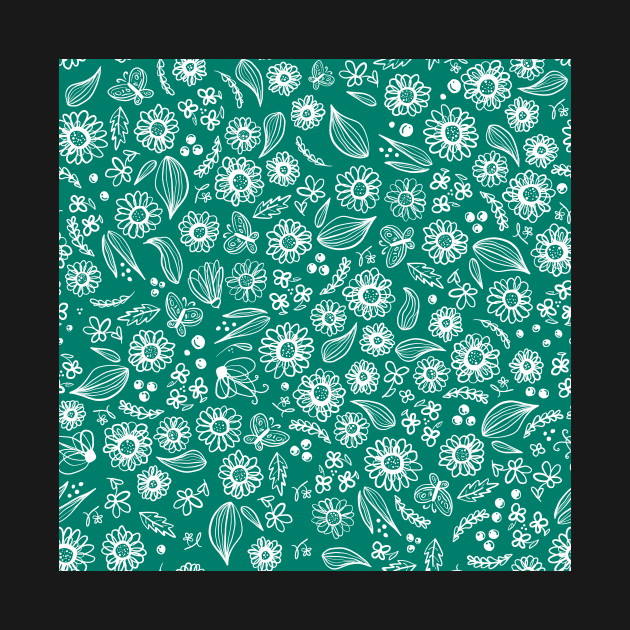 Floral Sketch Teal by MSBoydston