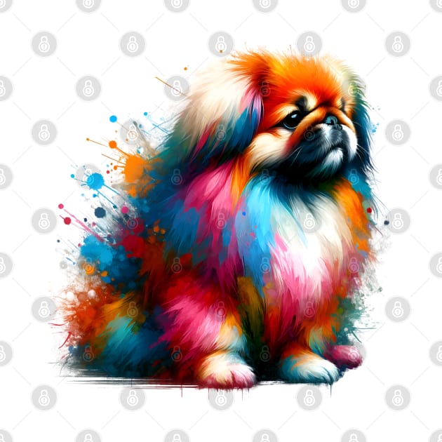 Pekingese Dog in Vivid Splashed Paint Style by ArtRUs