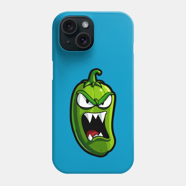 Angry Green Jalapeno Pepper Phone Case by MonkaGraphics