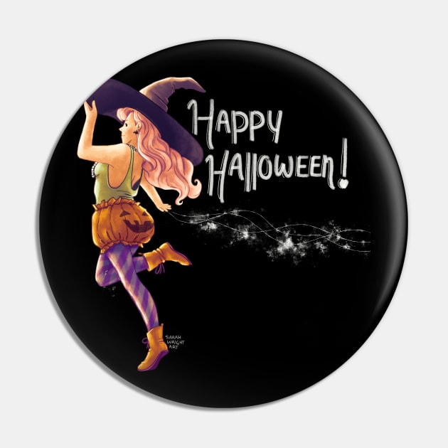 Happy Halloween Witch Pin by SarahWrightArt