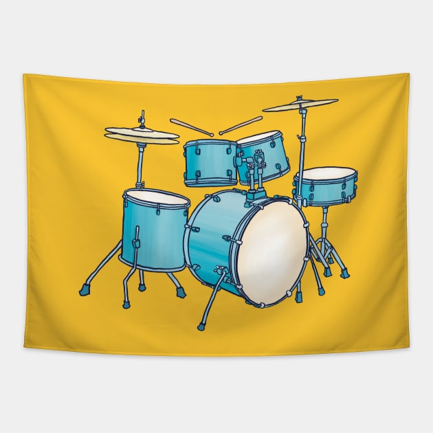 Blue drum kit Tapestry by ElectronicCloud