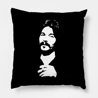 John Prine White Stencil Pillow