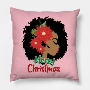 Merry Christmas, Black Woman Pillow