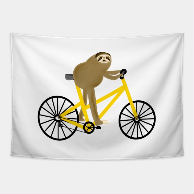 Sloth On A Yellow Bicycle Tapestry by CatGirl101