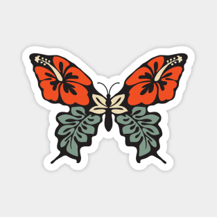 Butterfly 70s Floral Retro Old School Magnet