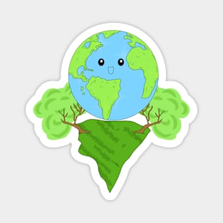 Mother Earth on land in nature, Eco-friendly concept. Magnet