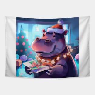 Cute Hippopotamus Drawing Tapestry