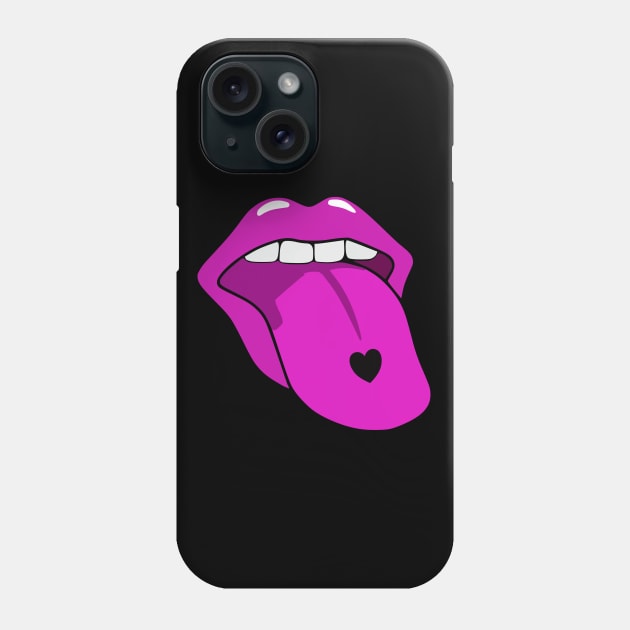 Pink tongue with heart Egirl gesture Phone Case by All About Nerds