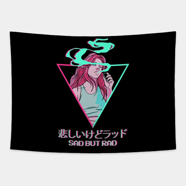 Sad But Rad Antisocial Anime Girl Gift Tapestry by Alex21