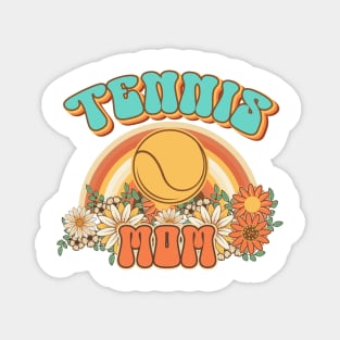 Groovy Tennis mom Retro gift for funny mother Vintage floral pattern Magnet