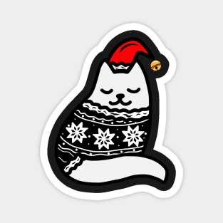 Cozy Christmas Sweater Cat Magnet