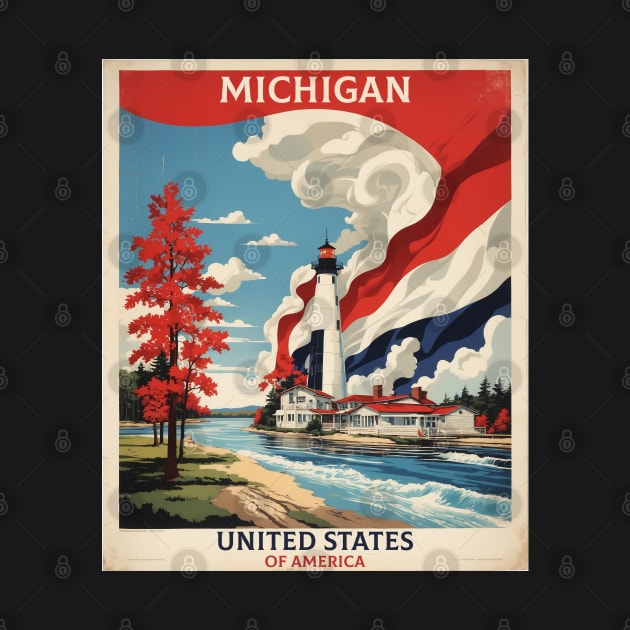 Michigan United States of America Tourism Vintage Poster by TravelersGems