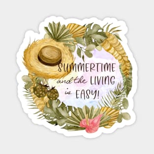 Summertime Living is Easy Tropical Boho Floral Wreath Magnet